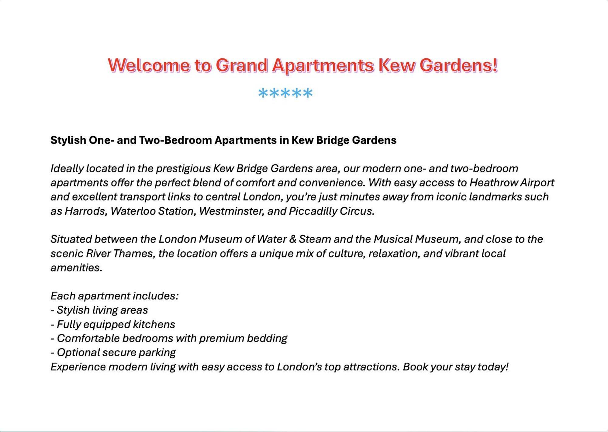Grand Apartments Kew Gardens London Eksteriør billede